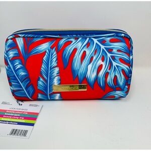NWT Tartan + Twine Cosmetic Bag Tropical Vibes “Pencil Case” Red and Blue